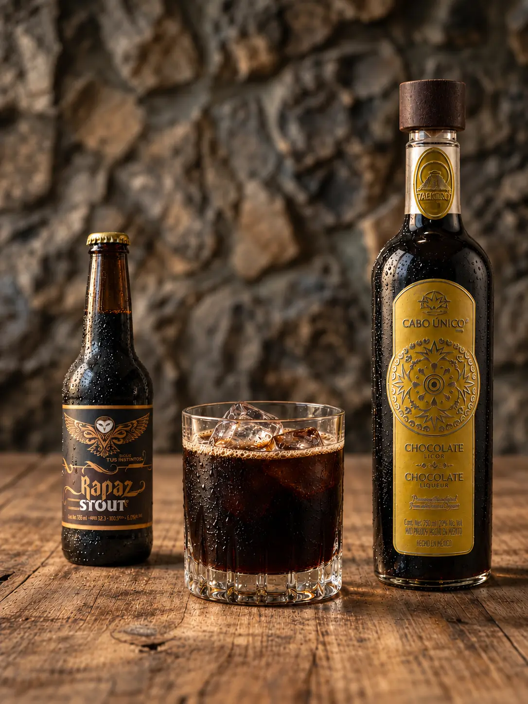 Cóctel Café de Sierra con Rapaz Stout y licor de chocolate Cabo Único